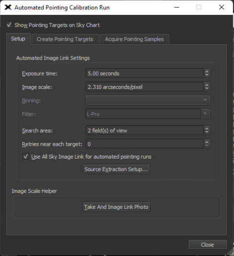 TPoint Calibration Settings